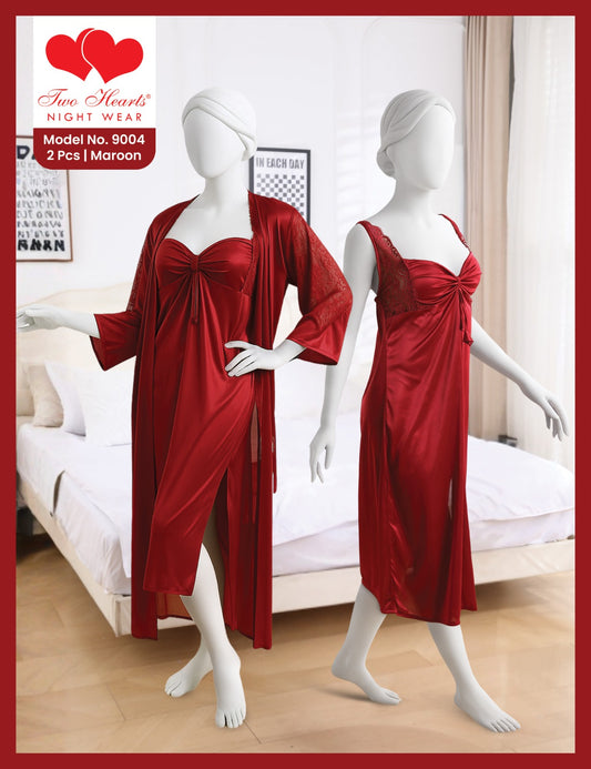 2 Piece Gorgeous Long Silk Nighty (9004)