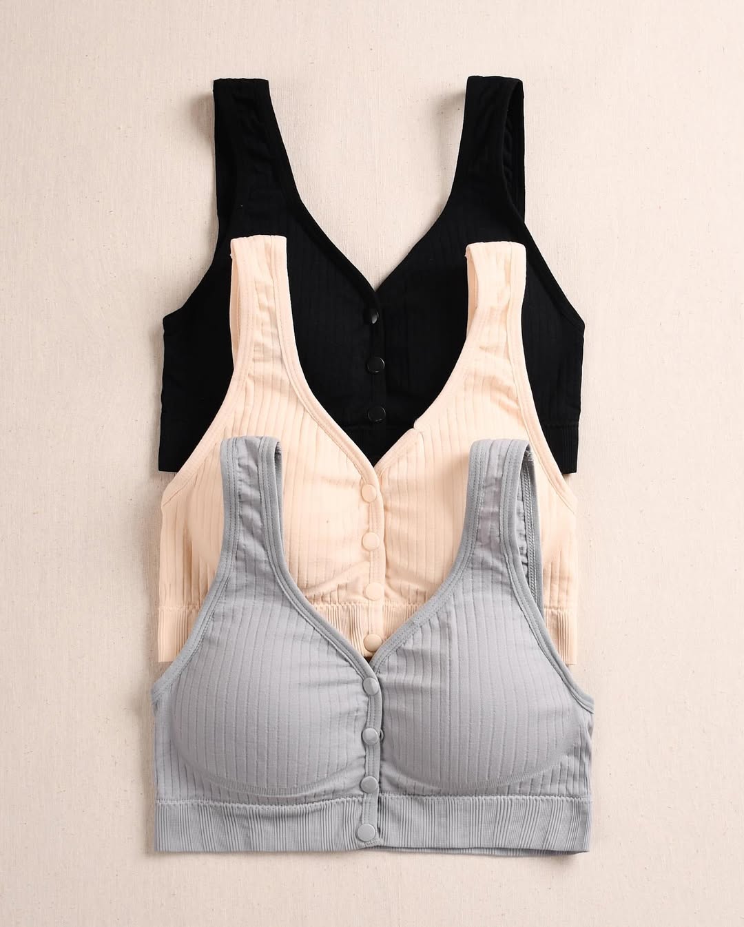 Wide Shoulder Front Button Sports Bra