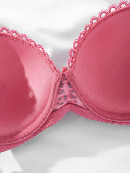 (36-42)C Leopard Print Thin Pad  C Cupsize  Wired Bra (156)