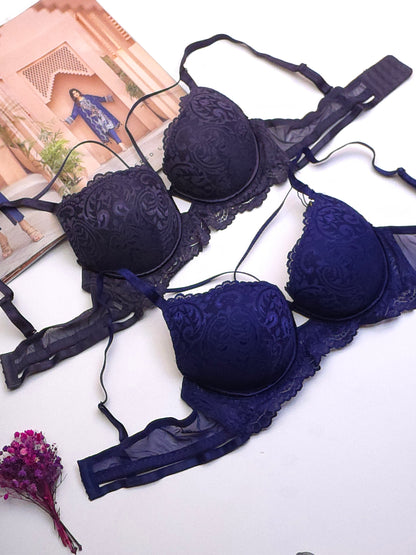 (34-40)B White Double Padded Push-up Lace Bridal Bra (148)*