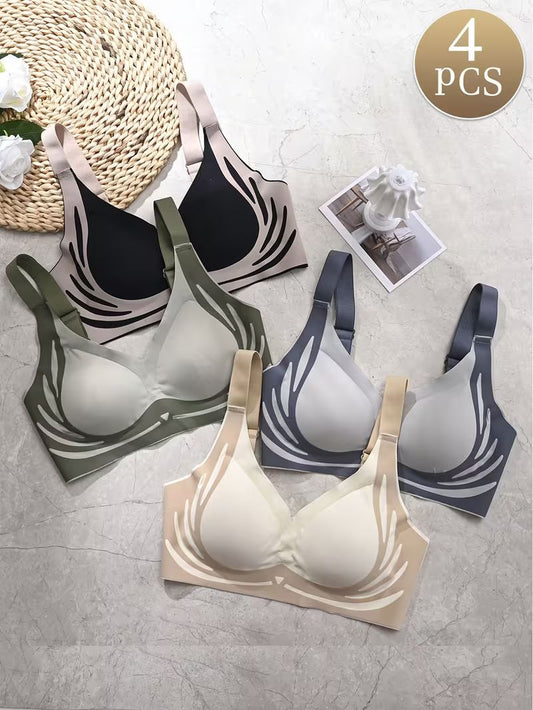 (32-44)size No Rash Seamless Breathable Wireless Push-up Uplift Bra ( 050)
