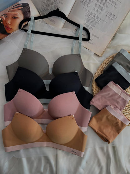 Seamless Double Padded Non Wire Bra Panty Set