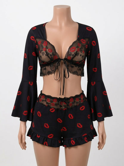 Premium Front Buckle Net and Seamless 2 Piece Shirt and Skirt 98052